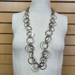 Daisy Fuentes Necklace & Earrings Set Silver Tone Statement Circles on Card